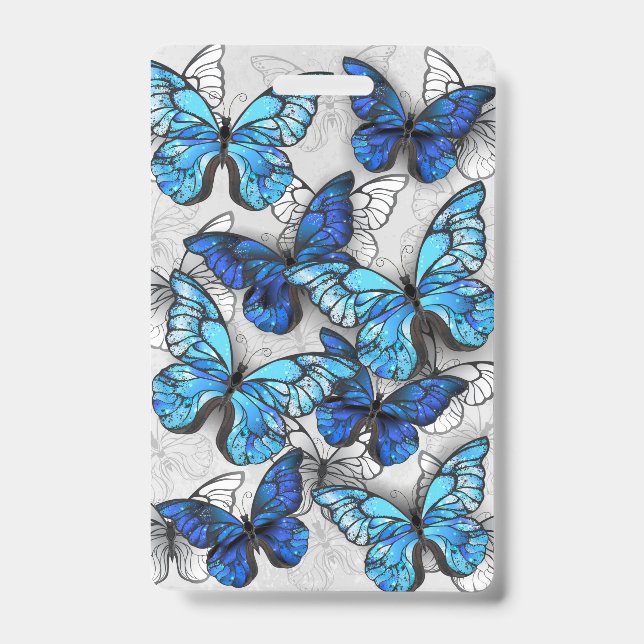 Composition of White and Blue Butterflies Badge (Front)