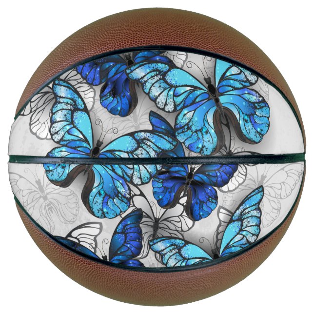 Composition of White and Blue Butterflies Basketball (Front)