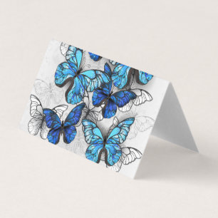 Composition of White and Blue Butterflies Business Card