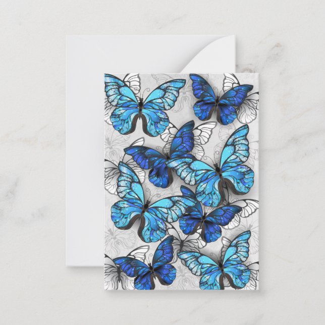 Composition of White and Blue Butterflies Card (Front)