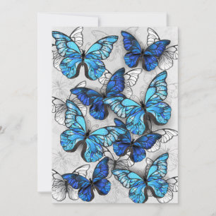 Composition of White and Blue Butterflies Card