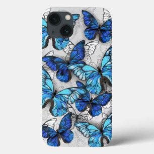Composition of White and Blue Butterflies iPhone 13 Case