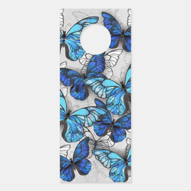Composition of White and Blue Butterflies Door Hanger (Front)