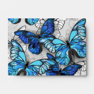 Composition of White and Blue Butterflies Envelope