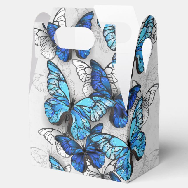 Composition of White and Blue Butterflies Favor Box (Opened)