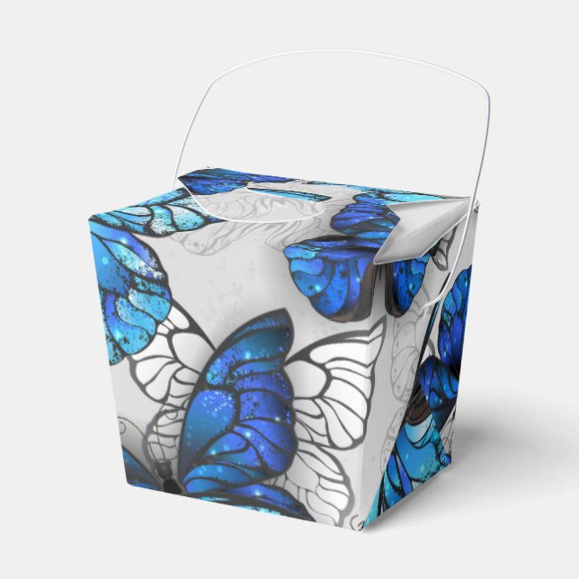 Composition of White and Blue Butterflies Favor Box (Front Side)