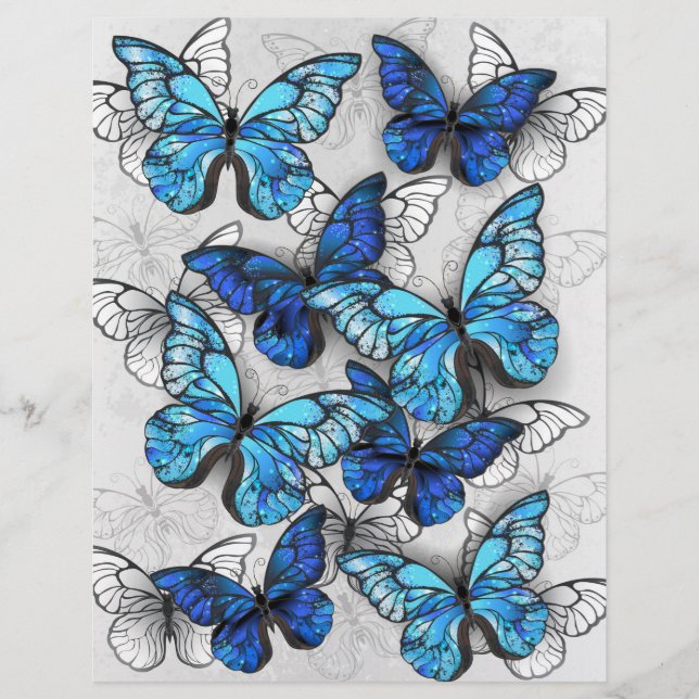 Composition of White and Blue Butterflies Flyer (Front)