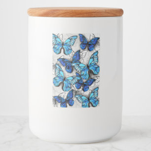 Composition of White and Blue Butterflies Food Label