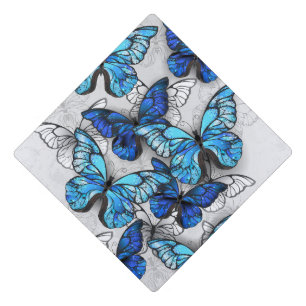 Composition of White and Blue Butterflies Graduation Cap Topper