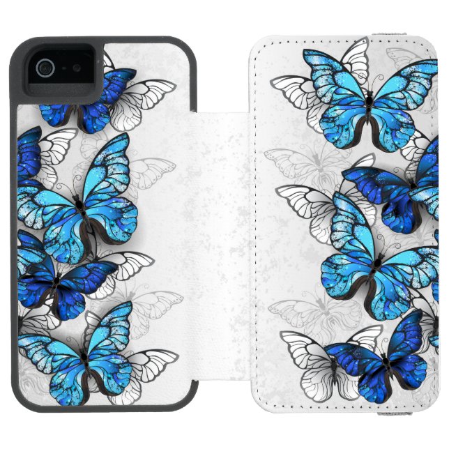 Composition of White and Blue Butterflies Incipio iPhone Wallet Case (Folio Open)