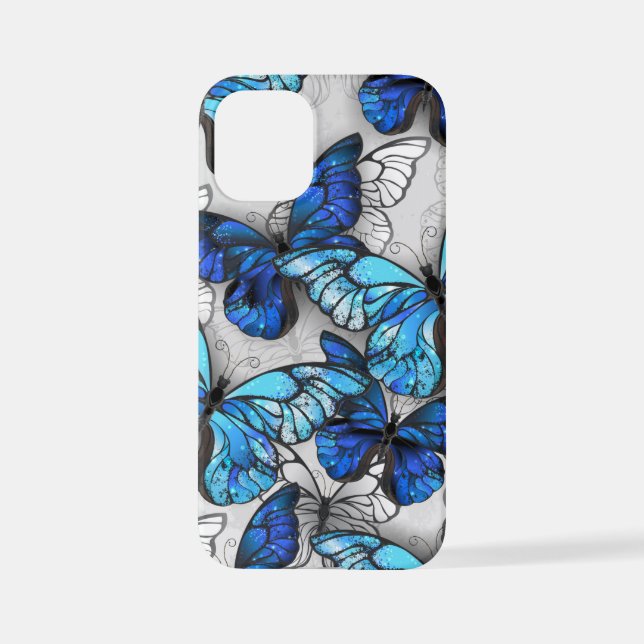 Composition of White and Blue Butterflies iPhone Case (Back)