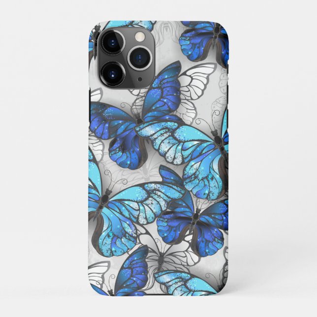 Composition of White and Blue Butterflies iPhone Case (Back)