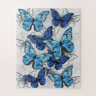 Composition of White and Blue Butterflies Jigsaw Puzzle