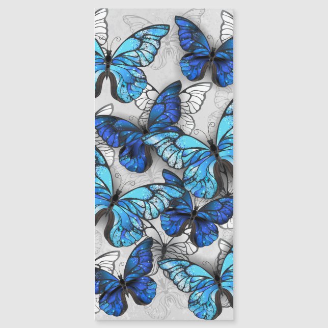 Composition of White and Blue Butterflies Magnetic Invitation (Front)