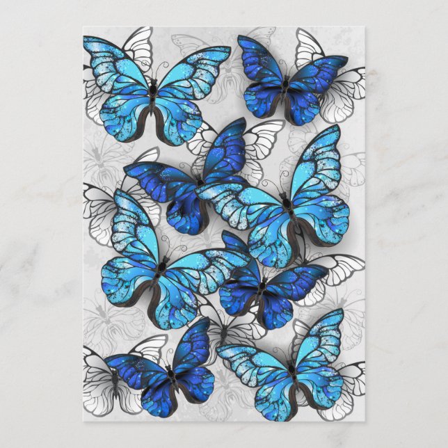 Composition of White and Blue Butterflies Menu (Front)
