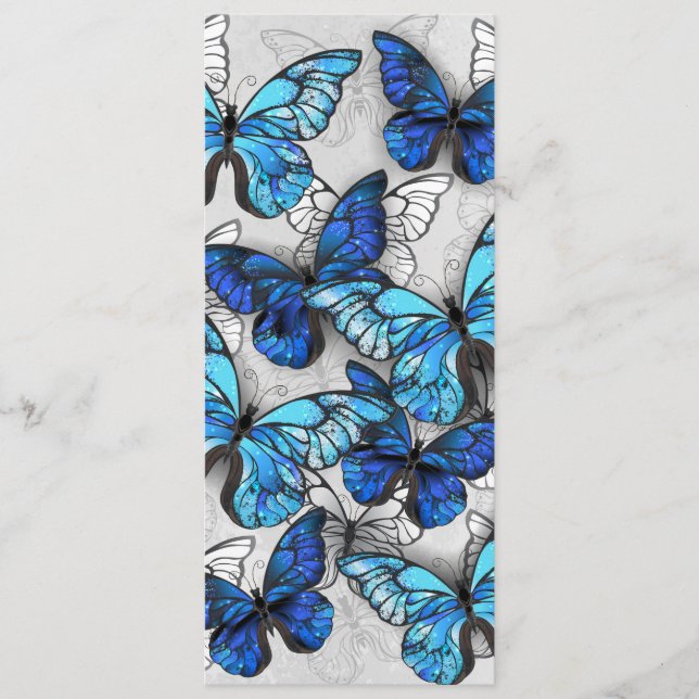 Composition of White and Blue Butterflies Menu (Front)