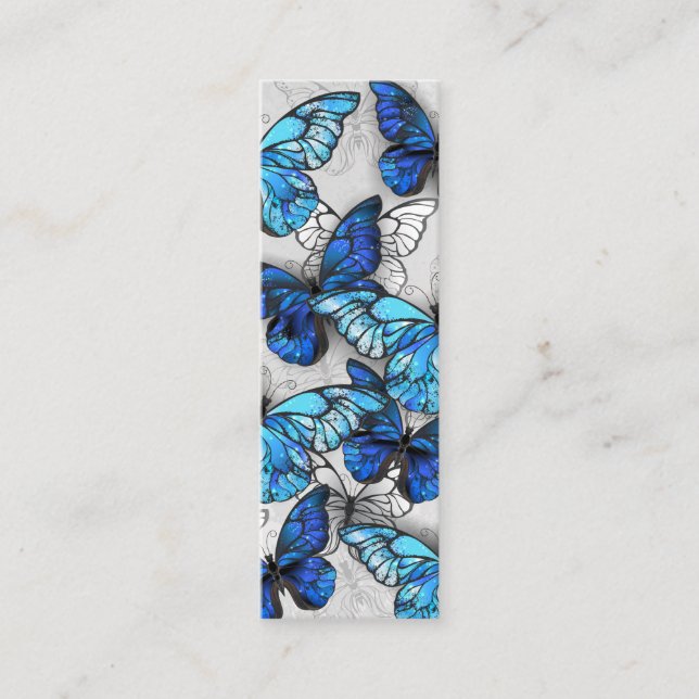Composition of White and Blue Butterflies Mini Business Card (Front)