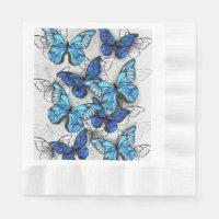 Composition of White and Blue Butterflies