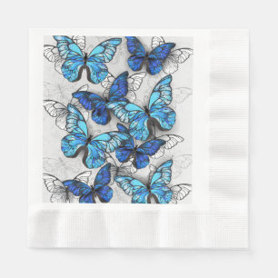 Composition of White and Blue Butterflies Napkin
