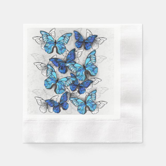 Composition of White and Blue Butterflies Napkin (Front)