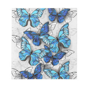 Composition of White and Blue Butterflies Notepad