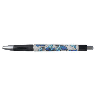 Composition of White and Blue Butterflies Pen