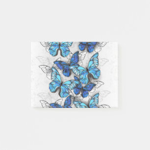 Composition of White and Blue Butterflies Post-it Notes