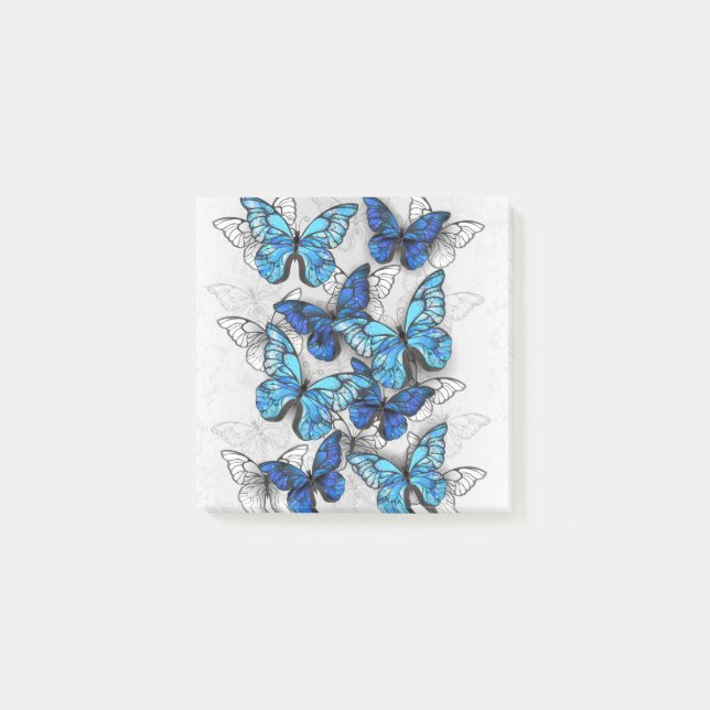 Composition of White and Blue Butterflies Post-it Notes (Front)