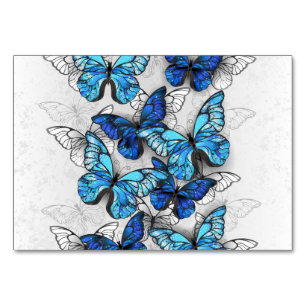 Composition of White and Blue Butterflies Table Number