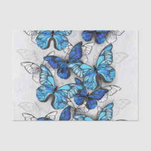 Composition of White and Blue Butterflies Tissue Paper