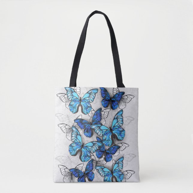 Composition of White and Blue Butterflies Tote Bag (Front)