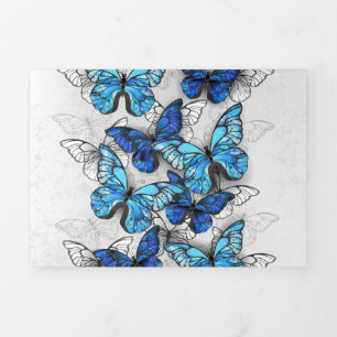 Composition of White and Blue Butterflies Tri-Fold Holiday Card