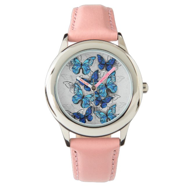 Composition of White and Blue Butterflies Watch (Front)