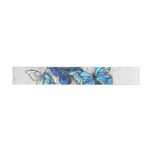 Composition of White and Blue Butterflies Wrap Around Label