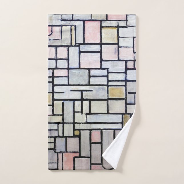 Composition Pink and Grey, Mondrian Hand Towel (Hand Towel)