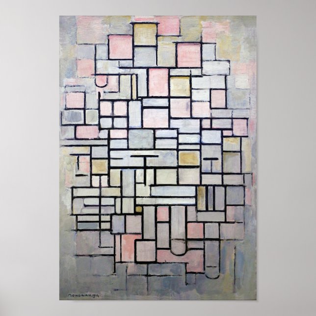 Composition Pink and Grey, Mondrian Poster (Front)