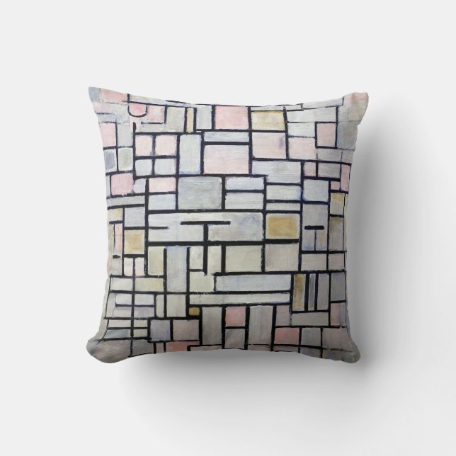 Composition Pink and Grey, Mondrian Throw Pillow (Front)