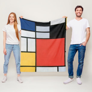 Composition Red, Yellow, Blue, Black, Mondrian Fleece Blanket