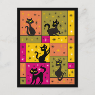 Composition with 5 Black Cats Postcard