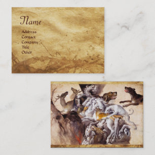 COMPOSITION WITH ANIMALS,REARING HORSES,DEERS,DOGS BUSINESS CARD
