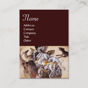 COMPOSITION WITH ANIMALS,REARING HORSES,DEERS,DOGS BUSINESS CARD