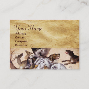 COMPOSITION WITH ANIMALS,REARING HORSES,DEERS,DOGS BUSINESS CARD