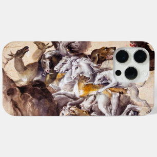 COMPOSITION WITH ANIMALS,REARING HORSES,DEERS,DOGS iPhone 15 PRO MAX CASE