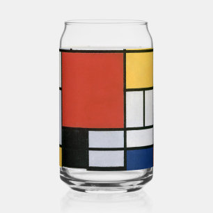 Composition with Red Yellow Blue & Black Abstract  Can Glass