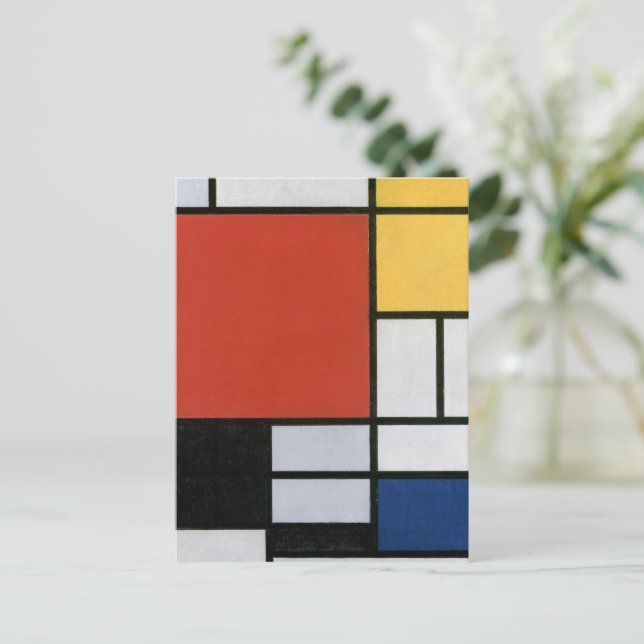 Composition with Red Yellow Blue & Black Abstract  Postcard (Standing Front)