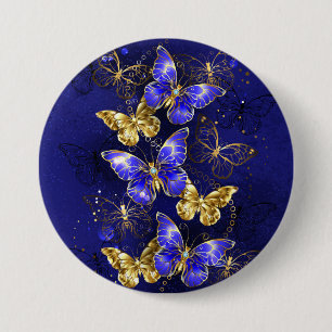 Composition with Sapphire Butterflies 3 Inch Round Button