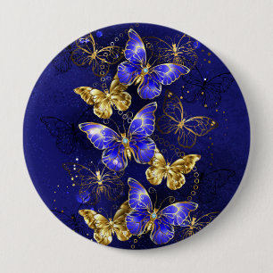 Composition with Sapphire Butterflies 4 Inch Round Button
