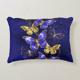 Composition with Sapphire Butterflies Accent Pillow