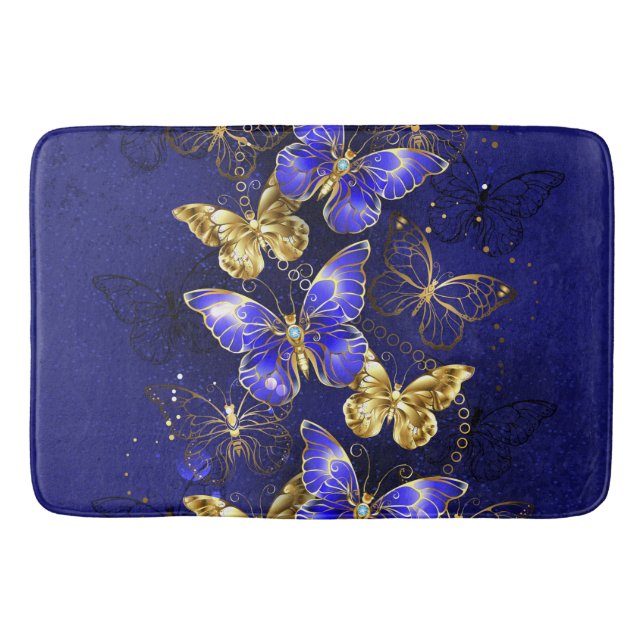 Composition with Sapphire Butterflies Bath Mat (Front)