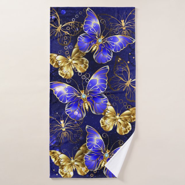 Composition with Sapphire Butterflies Bath Towel (Bath Towel)